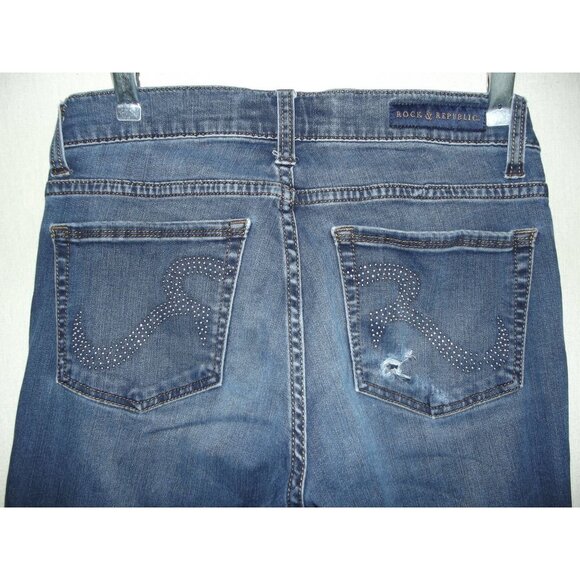 Rock & Republic Berlin Jeans Womens 6x31"stretch skinny tapered distressed holes - Picture 10 of 14